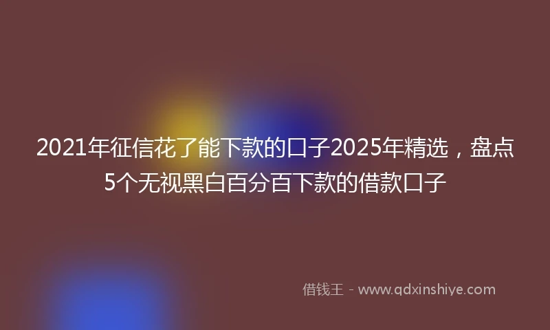 2021年征信花了能下款的口子2025年精选，盘点5个无视黑白百分百下款的借款口子