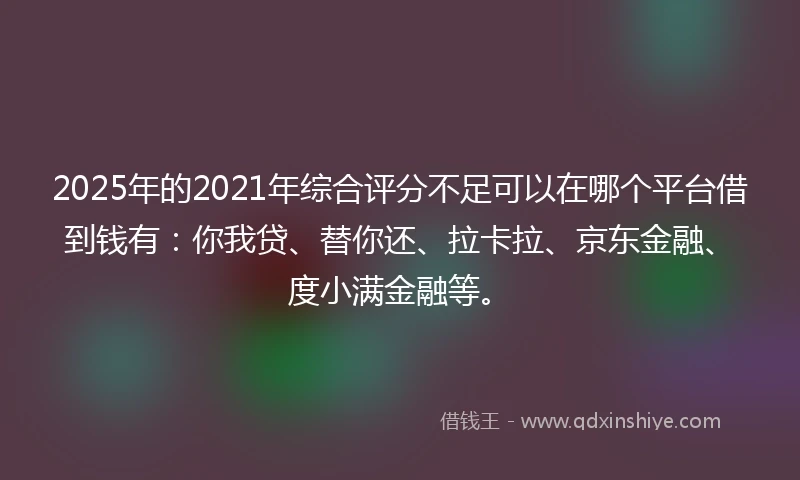 2025年的2021年综合评分不足可以在哪个平台借到钱有：你我贷、替你还、拉卡拉、京东金融、度小满金融等。