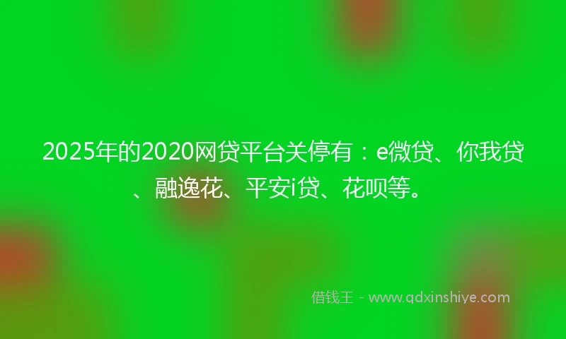 2025年的2020网贷平台关停有：e微贷、你我贷、融逸花、平安i贷、花呗等。