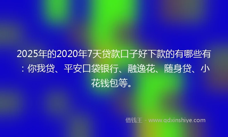 2025年的2020年7天贷款口子好下款的有哪些有：你我贷、平安口袋银行、融逸花、随身贷、小花钱包等。