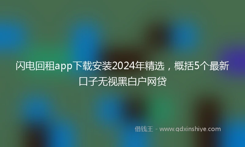 闪电回租app下载安装2024年精选，概括5个最新口子无视黑白户网贷
