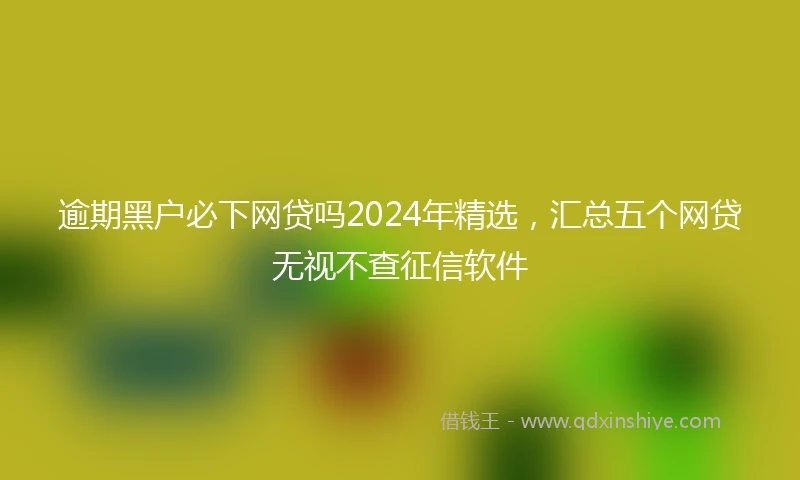 逾期黑户必下网贷吗2024年精选，汇总五个网贷无视不查征信软件