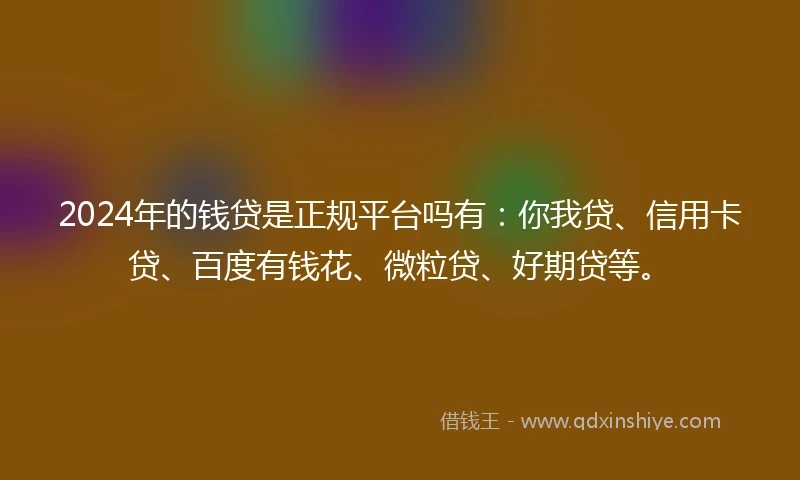 2024年的钱贷是正规平台吗有：你我贷、信用卡贷、百度有钱花、微粒贷、好期贷等。