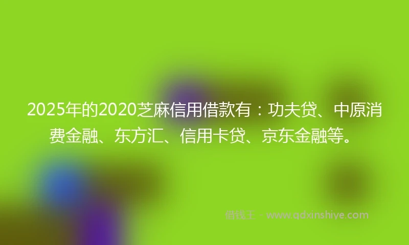 2025年的2020芝麻信用借款有：功夫贷、中原消费金融、东方汇、信用卡贷、京东金融等。