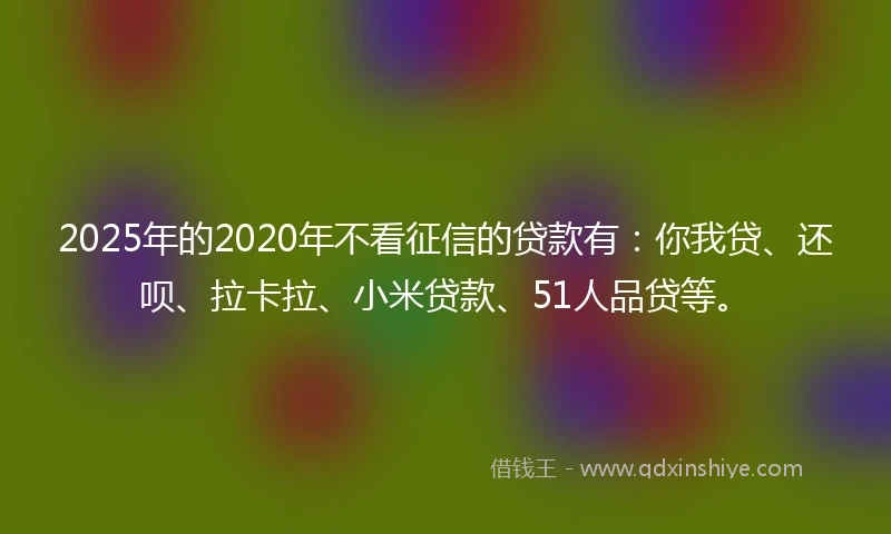 2025年的2020年不看征信的贷款有：你我贷、还呗、拉卡拉、小米贷款、51人品贷等。