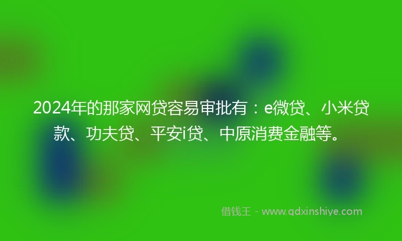 2024年的那家网贷容易审批有：e微贷、小米贷款、功夫贷、平安i贷、中原消费金融等。