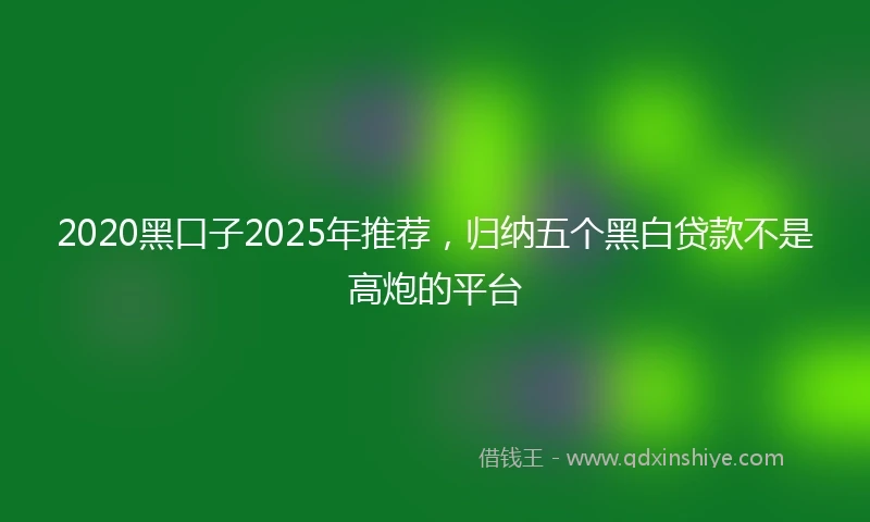 2020黑口子2025年推荐，归纳五个黑白贷款不是高炮的平台