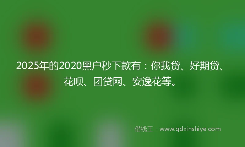 2025年的2020黑户秒下款有：你我贷、好期贷、花呗、团贷网、安逸花等。