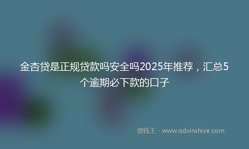 金杏贷是正规贷款吗安全吗2025年推荐，汇总5个逾期必下款的口子