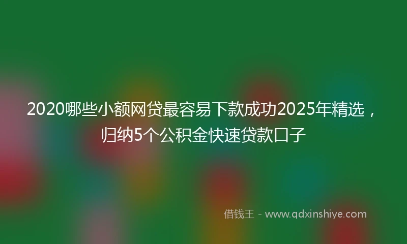 2020哪些小额网贷最容易下款成功2025年精选，归纳5个公积金快速贷款口子