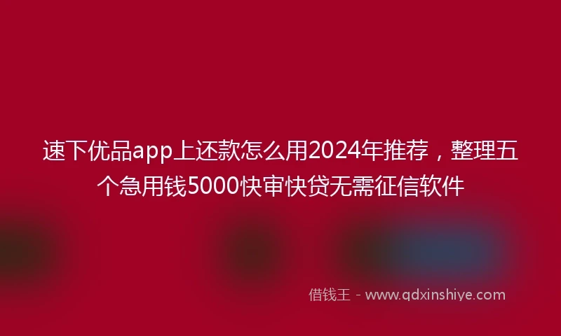 速下优品app上还款怎么用2024年推荐，整理五个急用钱5000快审快贷无需征信软件