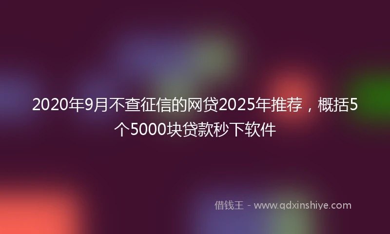 2020年9月不查征信的网贷2025年推荐，概括5个5000块贷款秒下软件
