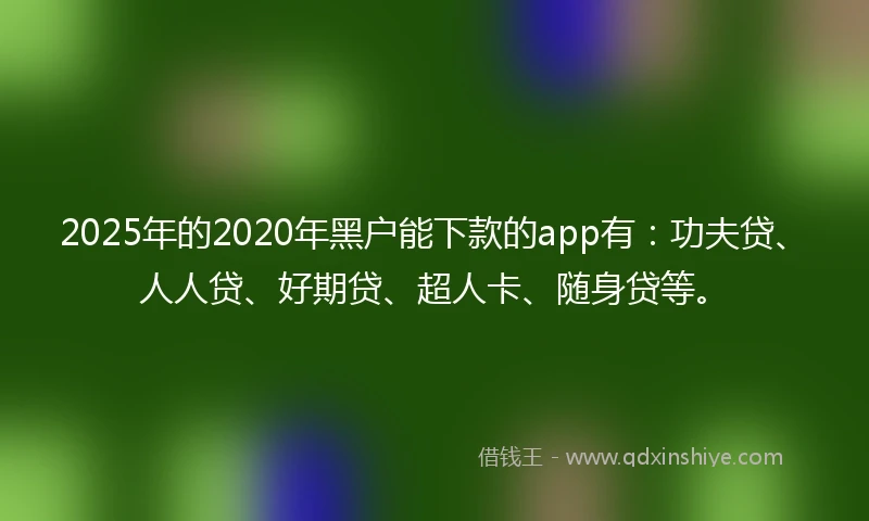 2025年的2020年黑户能下款的app有：功夫贷、人人贷、好期贷、超人卡、随身贷等。