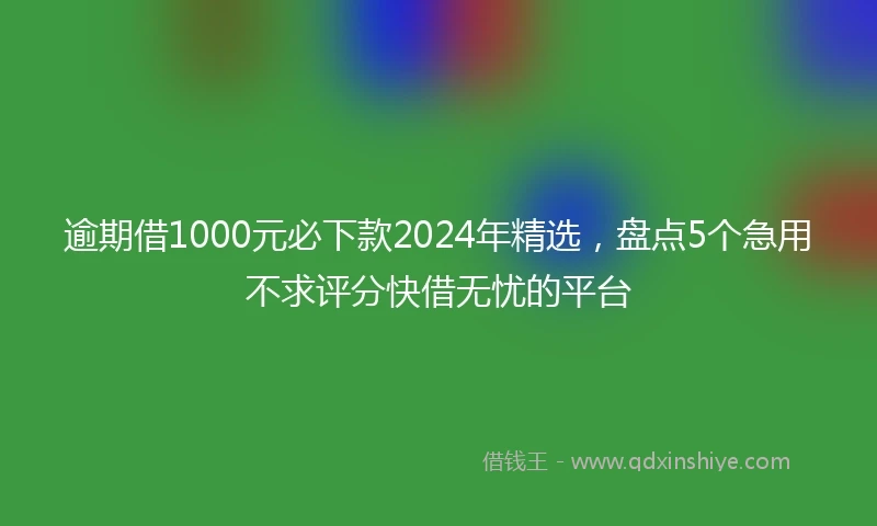 逾期借1000元必下款2024年精选，盘点5个急用不求评分快借无忧的平台
