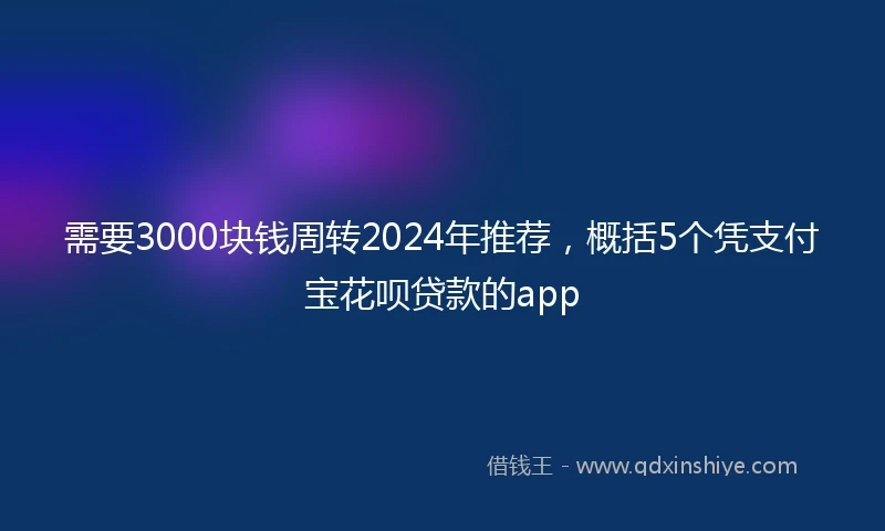 需要3000块钱周转2024年推荐，概括5个凭支付宝花呗贷款的app