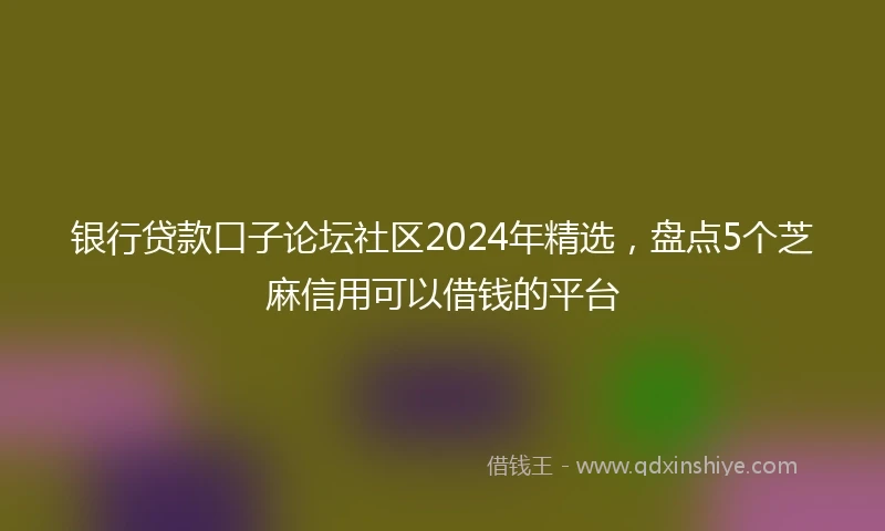 银行贷款口子论坛社区2024年精选，盘点5个芝麻信用可以借钱的平台