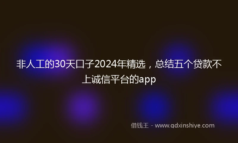 非人工的30天口子2024年精选，总结五个贷款不上诚信平台的app