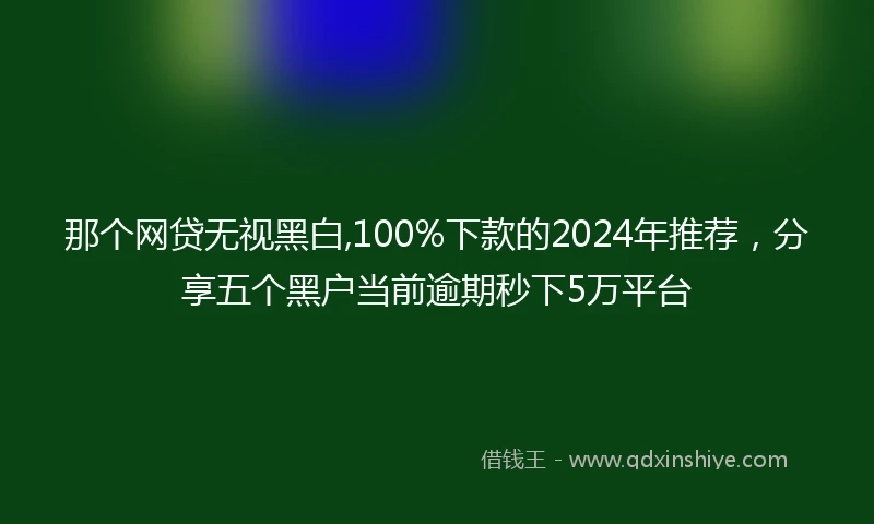 那个网贷无视黑白,100%下款的2024年推荐，分享五个黑户当前逾期秒下5万平台