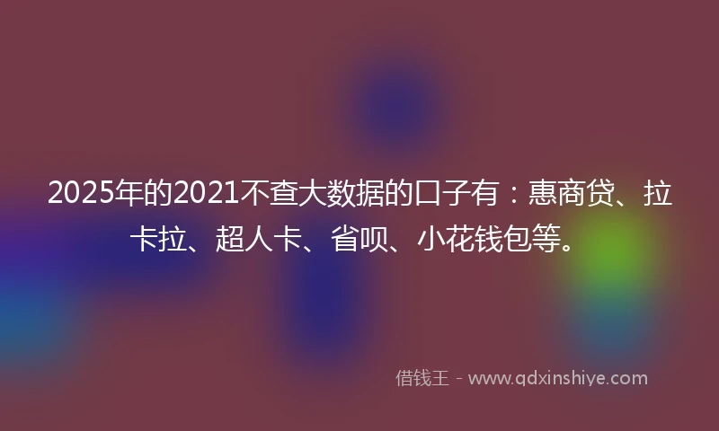 2025年的2021不查大数据的口子有：惠商贷、拉卡拉、超人卡、省呗、小花钱包等。