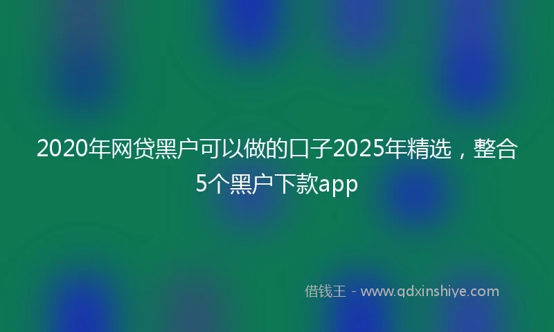 2020年网贷黑户可以做的口子2025年精选，整合5个黑户下款app