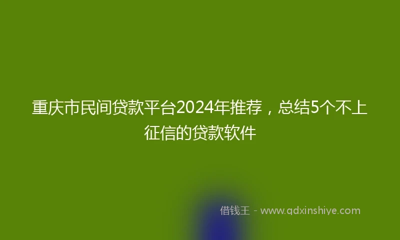 重庆市民间贷款平台2024年推荐，总结5个不上征信的贷款软件