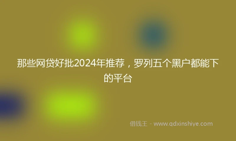 那些网贷好批2024年推荐，罗列五个黑户都能下的平台