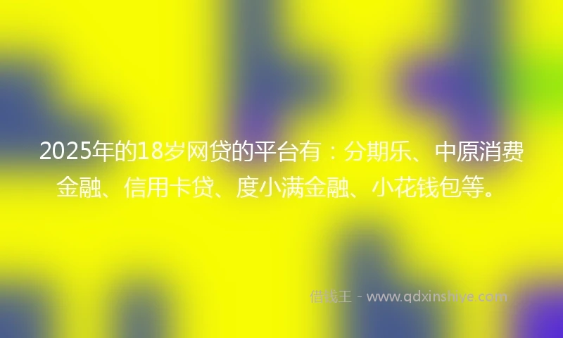 2025年的18岁网贷的平台有：分期乐、中原消费金融、信用卡贷、度小满金融、小花钱包等。