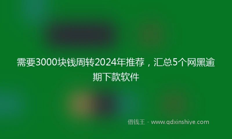 需要3000块钱周转2024年推荐，汇总5个网黑逾期下款软件