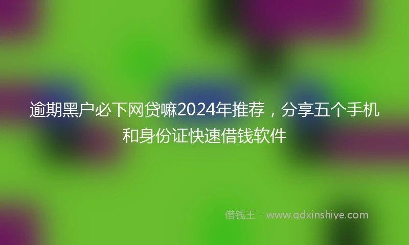 逾期黑户必下网贷嘛2024年推荐，分享五个手机和身份证快速借钱软件