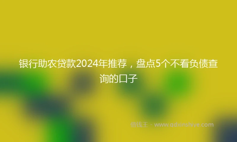 银行助农贷款2024年推荐，盘点5个不看负债查询的口子