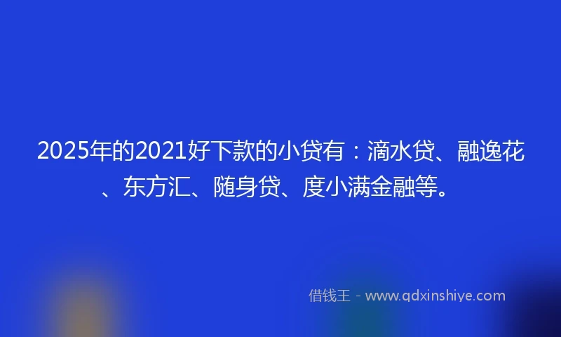 2025年的2021好下款的小贷有：滴水贷、融逸花、东方汇、随身贷、度小满金融等。