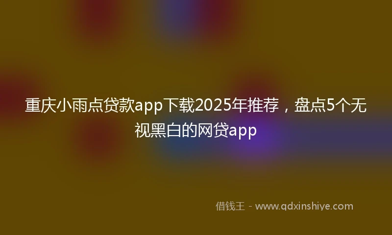 重庆小雨点贷款app下载2025年推荐，盘点5个无视黑白的网贷app