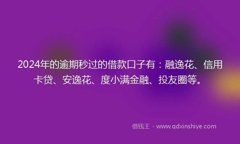 2024年的逾期秒过的借款口子有：融逸花、信用卡贷、安逸花、度小满金融、投友圈等。