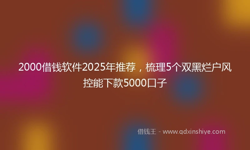 2000借钱软件2025年推荐，梳理5个双黑烂户风控能下款5000口子