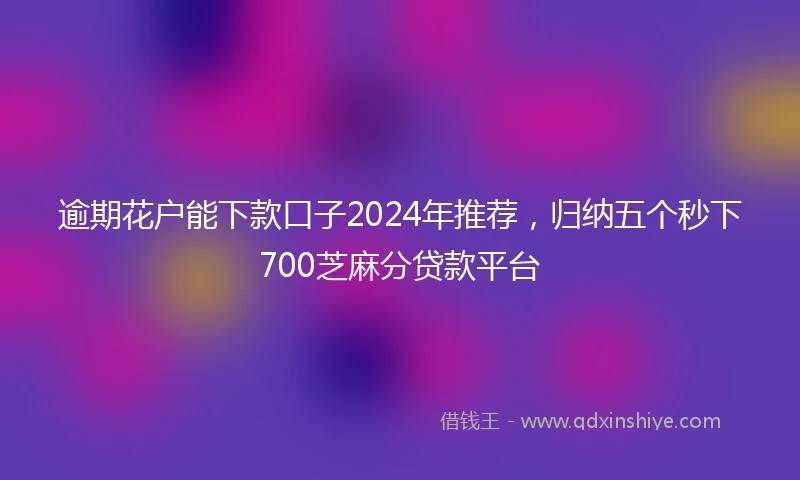 逾期花户能下款口子2024年推荐，归纳五个秒下700芝麻分贷款平台