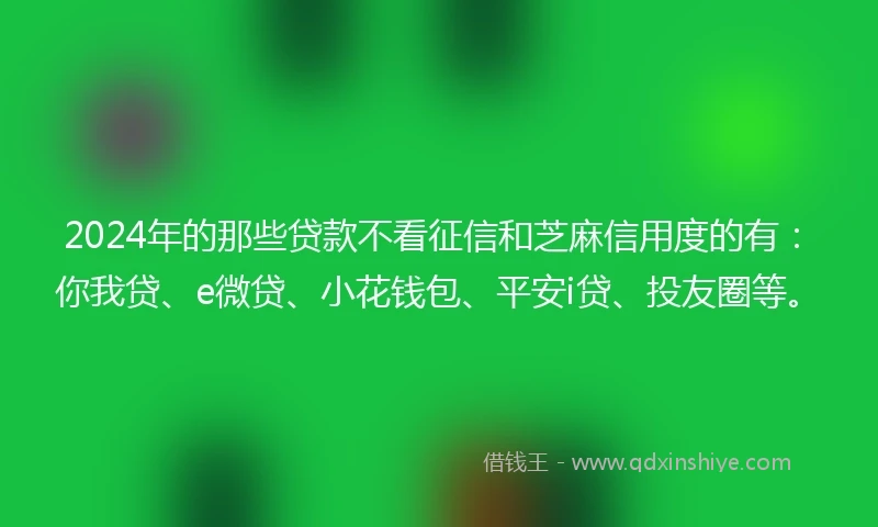 2024年的那些贷款不看征信和芝麻信用度的有：你我贷、e微贷、小花钱包、平安i贷、投友圈等。