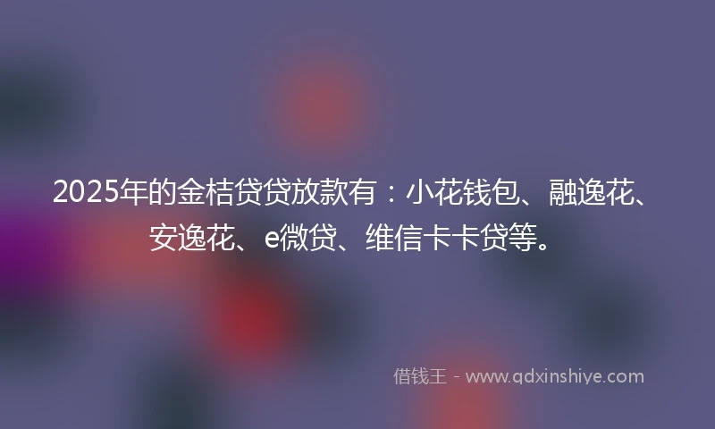 2025年的金桔贷贷放款有：小花钱包、融逸花、安逸花、e微贷、维信卡卡贷等。