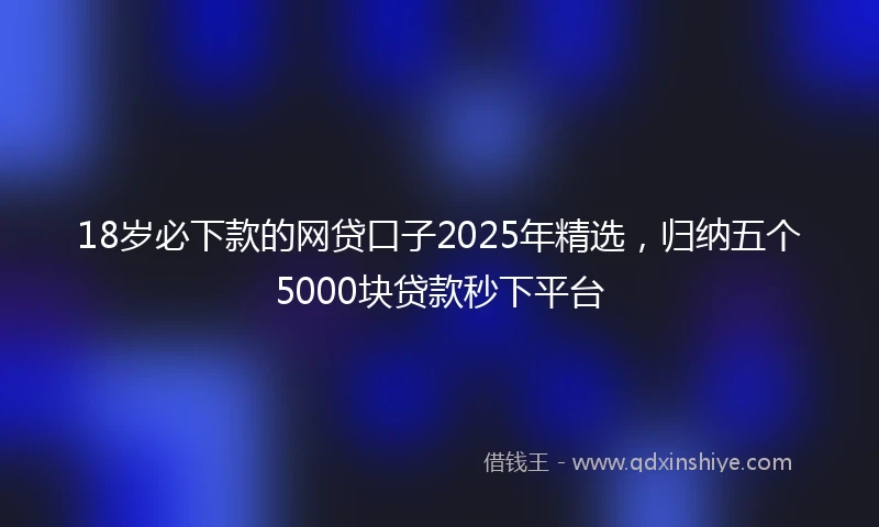 18岁必下款的网贷口子2025年精选，归纳五个5000块贷款秒下平台