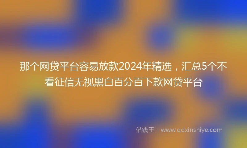 那个网贷平台容易放款2024年精选，汇总5个不看征信无视黑白百分百下款网贷平台