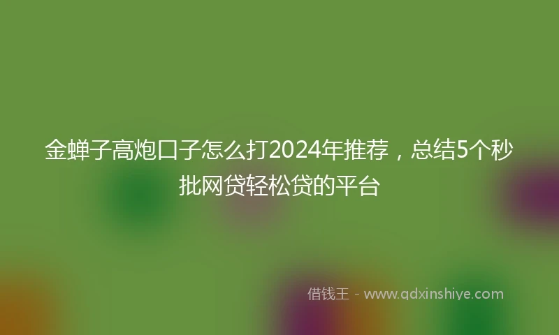 金蝉子高炮口子怎么打2024年推荐，总结5个秒批网贷轻松贷的平台