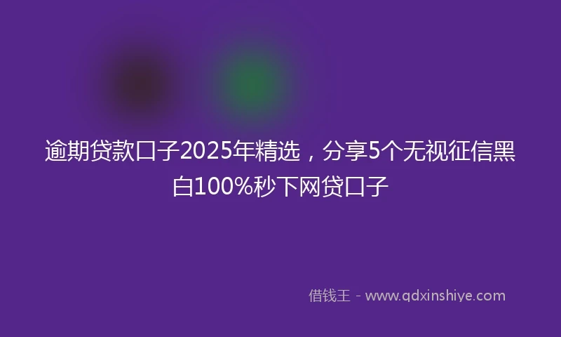 逾期贷款口子2025年精选，分享5个无视征信黑白100%秒下网贷口子