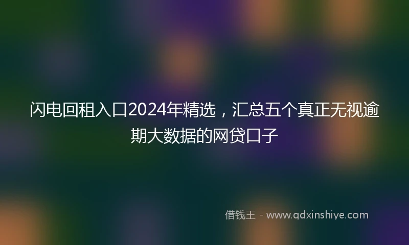 闪电回租入口2024年精选，汇总五个真正无视逾期大数据的网贷口子