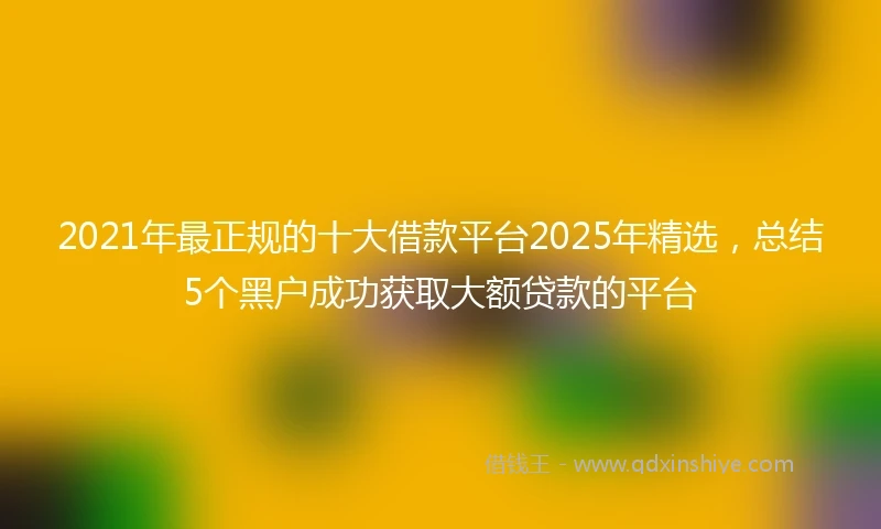 2021年最正规的十大借款平台2025年精选，总结5个黑户成功获取大额贷款的平台