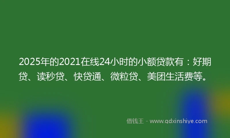 2025年的2021在线24小时的小额贷款有：好期贷、读秒贷、快贷通、微粒贷、美团生活费等。