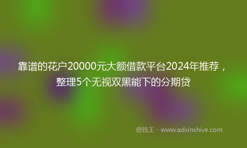 靠谱的花户20000元大额借款平台2024年推荐，整理5个无视双黑能下的分期贷