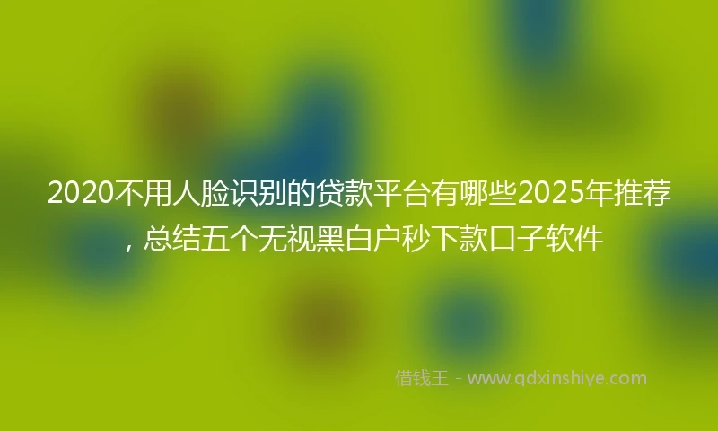 2020不用人脸识别的贷款平台有哪些2025年推荐，总结五个无视黑白户秒下款口子软件