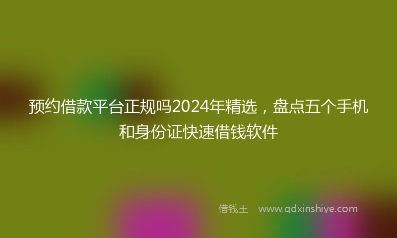 预约借款平台正规吗2024年精选，盘点五个手机和身份证快速借钱软件