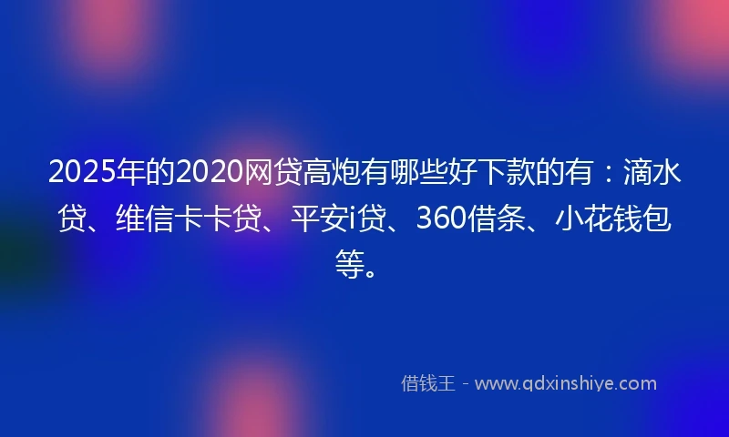 2025年的2020网贷高炮有哪些好下款的有：滴水贷、维信卡卡贷、平安i贷、360借条、小花钱包等。