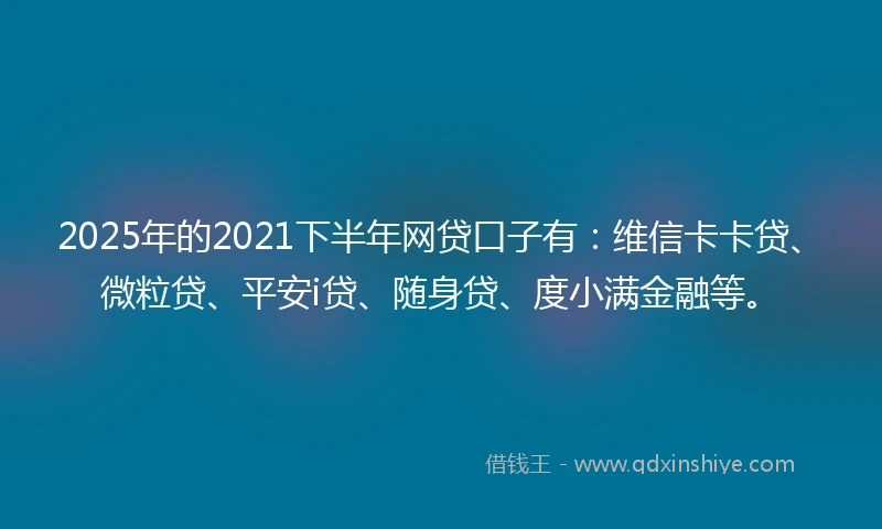 2025年的2021下半年网贷口子有：维信卡卡贷、微粒贷、平安i贷、随身贷、度小满金融等。