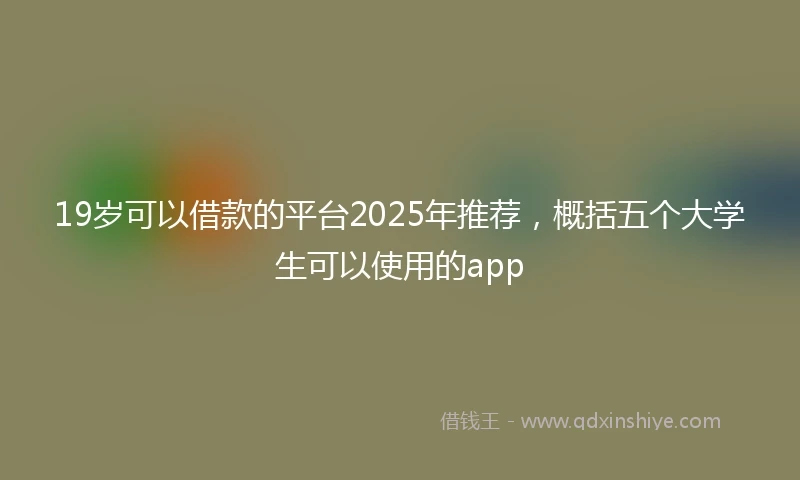 19岁可以借款的平台2025年推荐，概括五个大学生可以使用的app